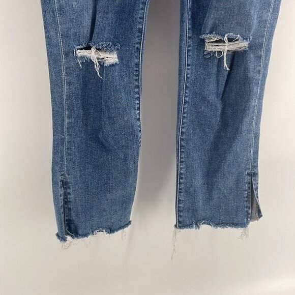 levi’s premium high rise straight jeans slightly distressed side slits sz 26 - Picture 9 of 11